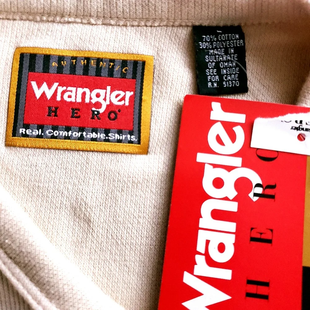 Wrangler Men Sweater V-neck Knit Long Sleeves Cream Size L - NWT
